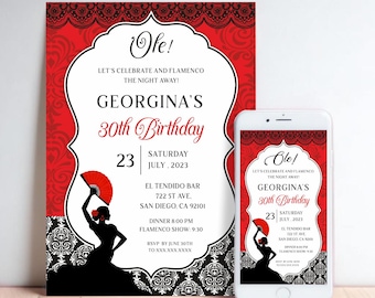 Flamenco Birthday Invitation: Spanish Bridal Shower, Printable & Digital