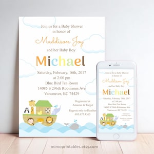 Animal Ark Baby Shower, Baptism, First Birthday Invitation | Printable & Personalized | Files Non-Editable