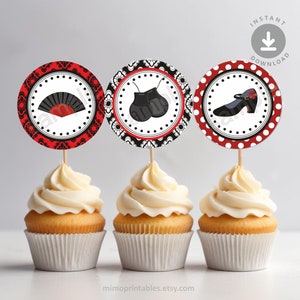 Flamenco Circle Tag | Spain-Themed, Olé! | 2-Inch Size | Printable File | Non-Editable | Instant Download