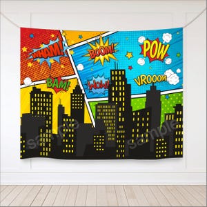 Superhero Cityscape Backdrop: Comic Book Style (Digital File)