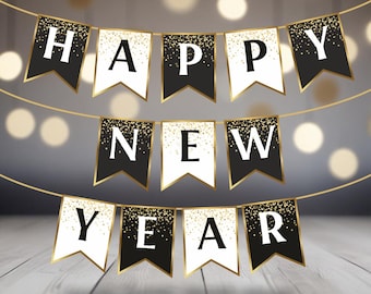 Longue Bannière Bonne Année 2024, Bannière Happy New Year, Décoration Nouvel An, Bannière De
