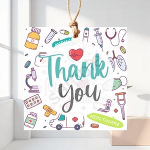 Medical Thank You Tag | Nurse & Healthcare Appreciation | 2" Circle and Square Labels | Instant Download