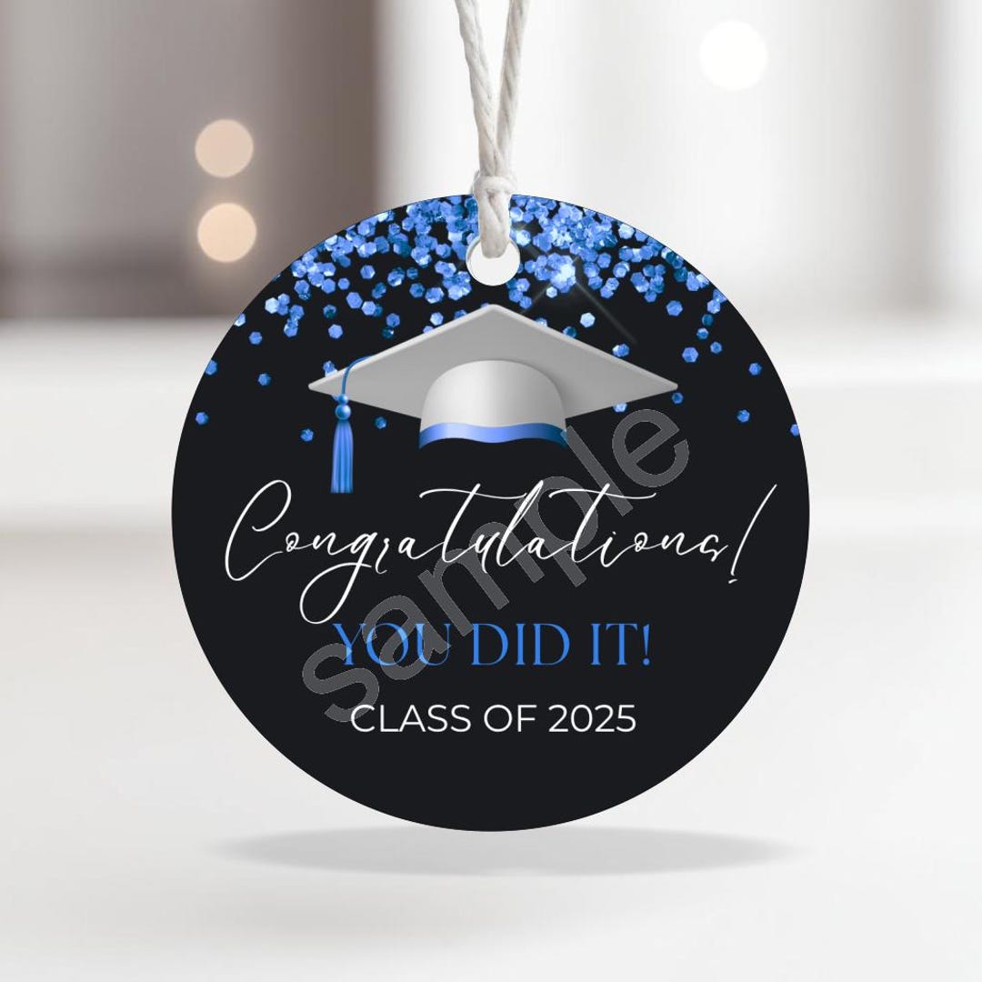 Graduation Tag Blue Glitter | Congratulations, You Did It! | Class of ...