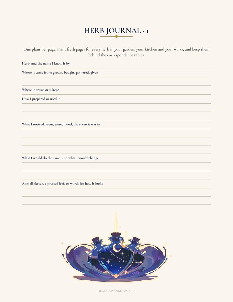 Herb Grimoire Pack | Herb Correspondences, Herb Journal and Harvest ...