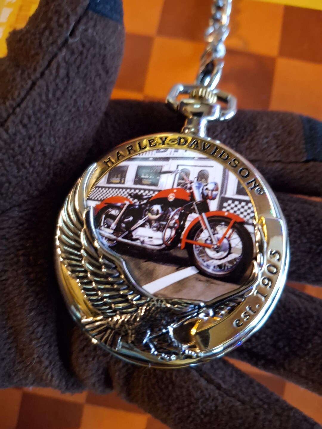 Harley Davidson 1957 Sportster Pocket Watch Franklin Mint New
