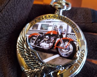 Harley Davidson 1957 Sportster Pocket Watch Franklin Mint New
