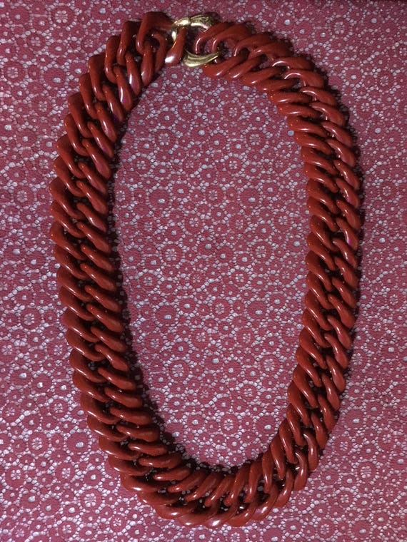 Deep Red Lucite Trifari Necklace - image 2