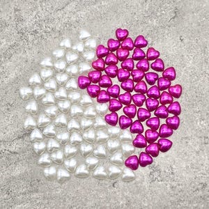 v Pearl Heart Shape Cabochon Flat Back - 12mm x 12mm - Set of 50 - Your Choice of Hot Pink, or Ivory
