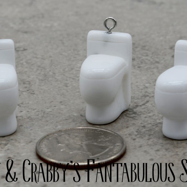 Charm Toilet  - Resin - Cammode, Porcelain Throne - 22mm x 13mm x 17mm