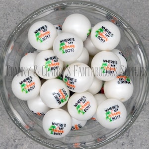 I 20mm Where&#39;s My Cabana Boy? Printed Pearl -  Chunky Necklaces - Set of 10 -  Summer