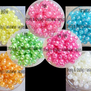 12mm AB Crackle Beads  -  Chunky Necklaces - Set of 20 - Iridescent small beads - 7 Color Choices