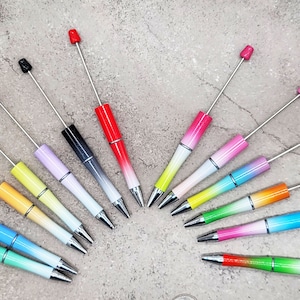 v  SET Of 5 - Gradient or Ombre Beadable PLASTIC Pen Blanks - Add beads Pen - 13 colors available - Fit bead with 1.75mm hole or larger