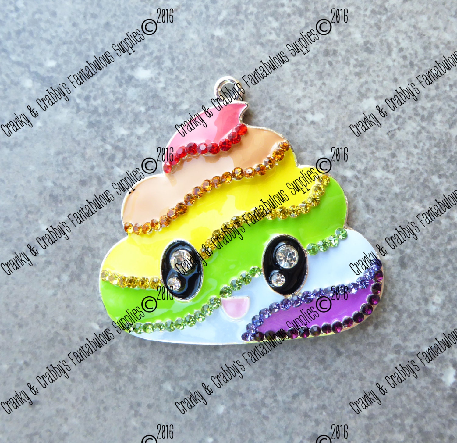 Poop Diamond CUSTOM Unicorn Poop - Enameled & Rhinestone - Chunky Necklaces - 46mm X ...