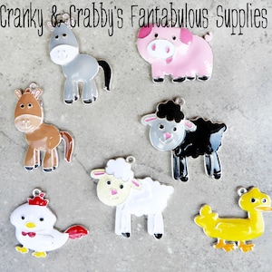 Farm Animal Pendants - Approx 40mm x 30mm - Pig, Donkey, Chicken, Duck, Sheep