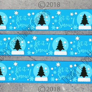 7/8&quot; Snow Globe Glitter Tree - US Designer Ribbon - Christmas - 1 yd