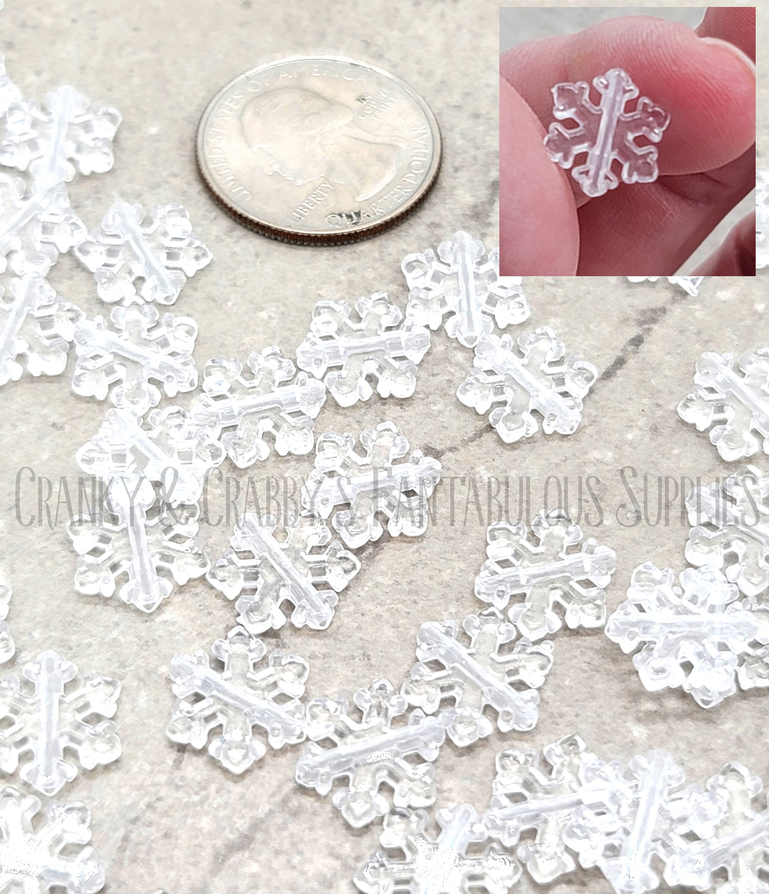 Willbond 50 Pieces Mini Snowflake For Craft Tiny Resin Snowflakes Small  Christmas Embellishment Snow Shaped Craft Decoration With Storage