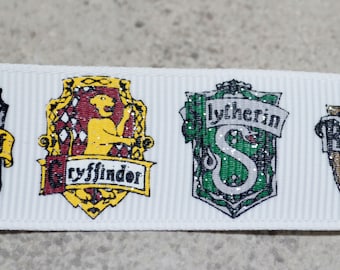 v 7/8 inch door jongens tovenaar geïnspireerde toppen - Amerikaans designer gedrukt lint - 1yd - glitter - rood, geel, blauw, groen of wit