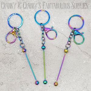 Beadable Blanks - RAINBOW Key Chain or Pendant - Add beads  - Fit bead with 1.75mm hole or larger - 58mm bar