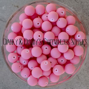 12mm Acabado Satinado Mate Cuentas - Collares Chunky - Juego de 20 - Gomado - BUBBLEGUM