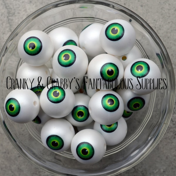 I 20mm Resin Eyeball Print  -  Chunky Necklaces - Set of 10 - Halloween Print Gothic Eye ball