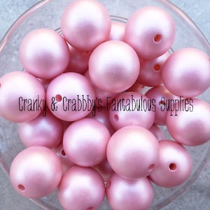 I 20mm Acrylic Matte Solid Pearl Bead PINK - Bag of 10   -  Chunky Necklaces - 16 colors Available