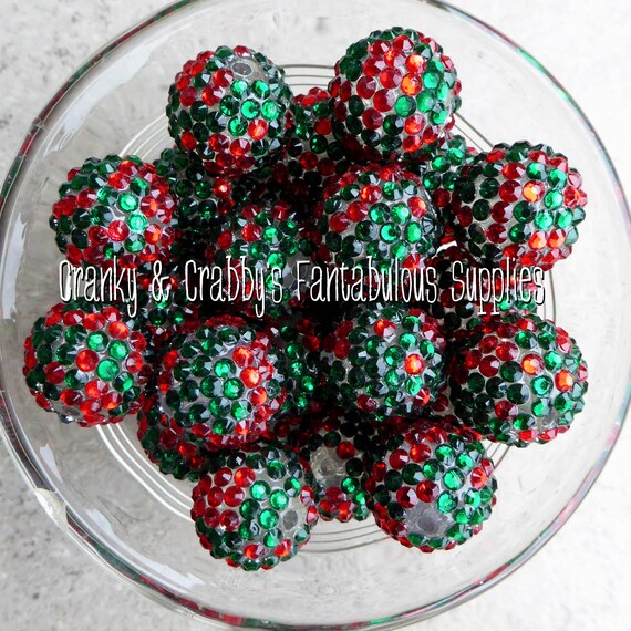 12mm Christmas Confetti Rhinestone Beads