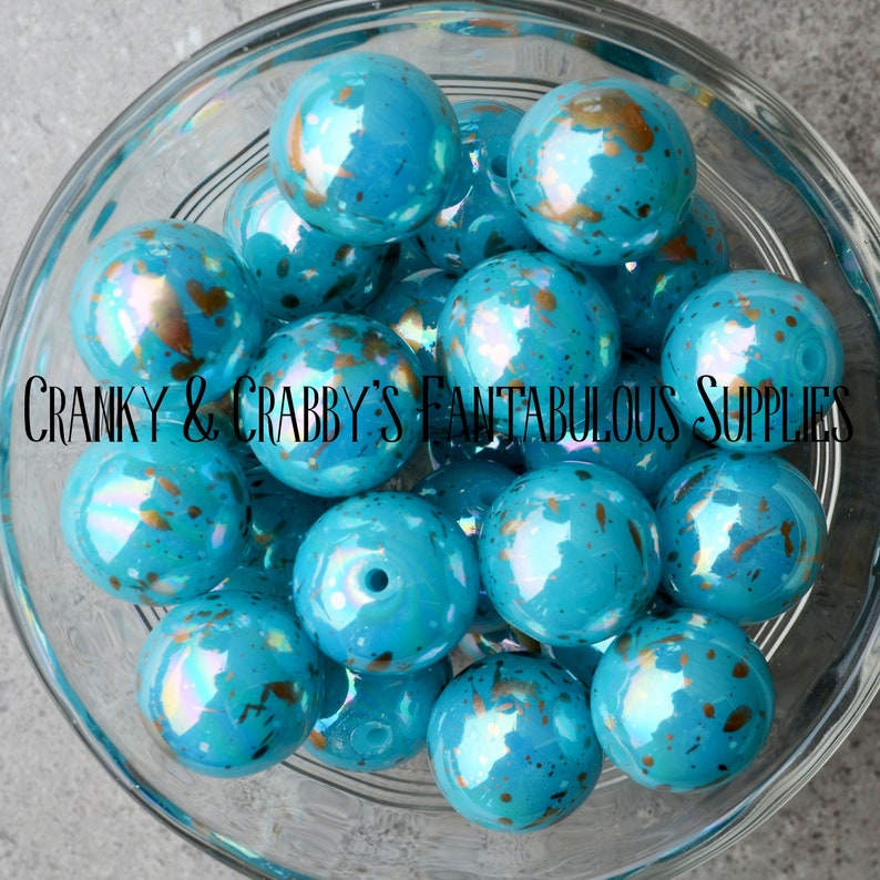 20mm Gold Fleck on Neon Blue Chunky Necklaces Set of 10 Etsy