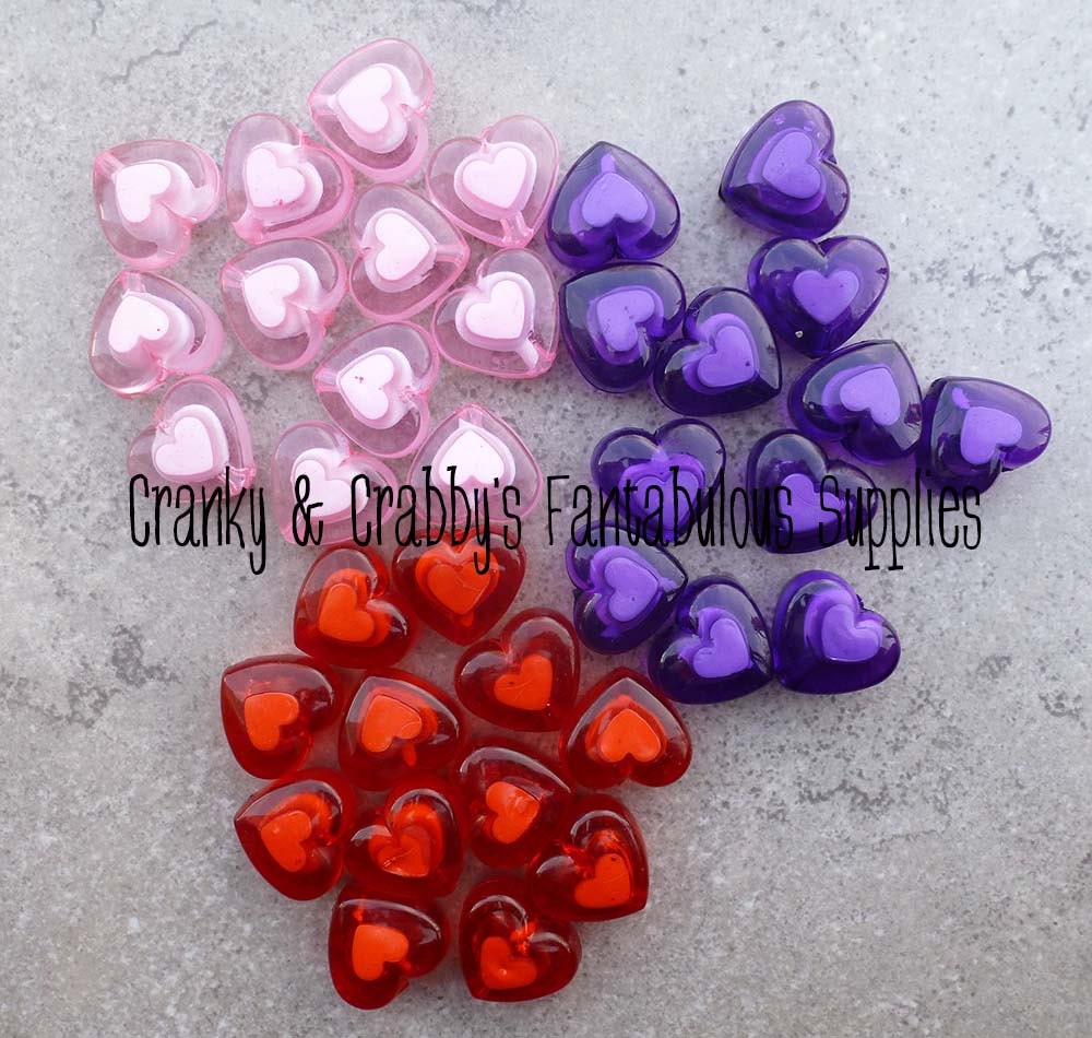 Bead in Bead Hearts 21mm x 19mm x 15mm Chunky Necklaces Etsy
