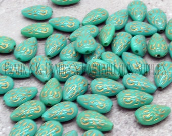 Turquoise Teardrop 18mm x 11mm x 7.5mm  - Acylic Bead -  Set of 20 - Guilded