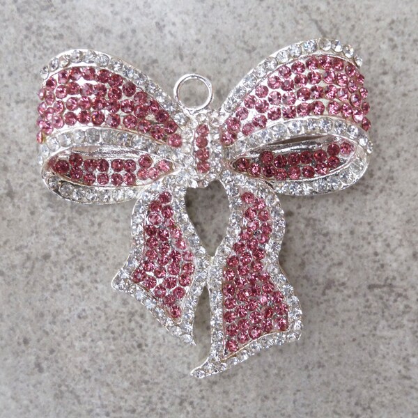 Grande fiocco rosa ciondolo - 52 x 49,5 mm - Chunky collana-Princess