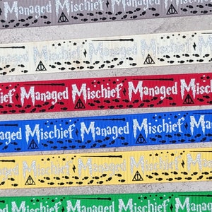 7/8 "Wizard - 7/8"" Designer Band - 1m - Mischief - Unruhestifter - Glitter Siebdruck - 6 Farben."