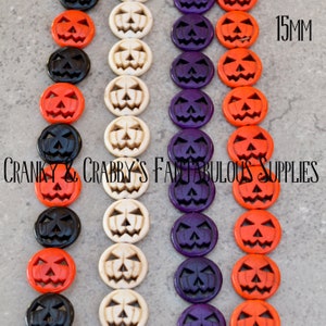 15mm  Jack O&#39; Lantern Beads- Chunky Necklaces - Strand of 26  -  Natural Stone Halloween - Howlite