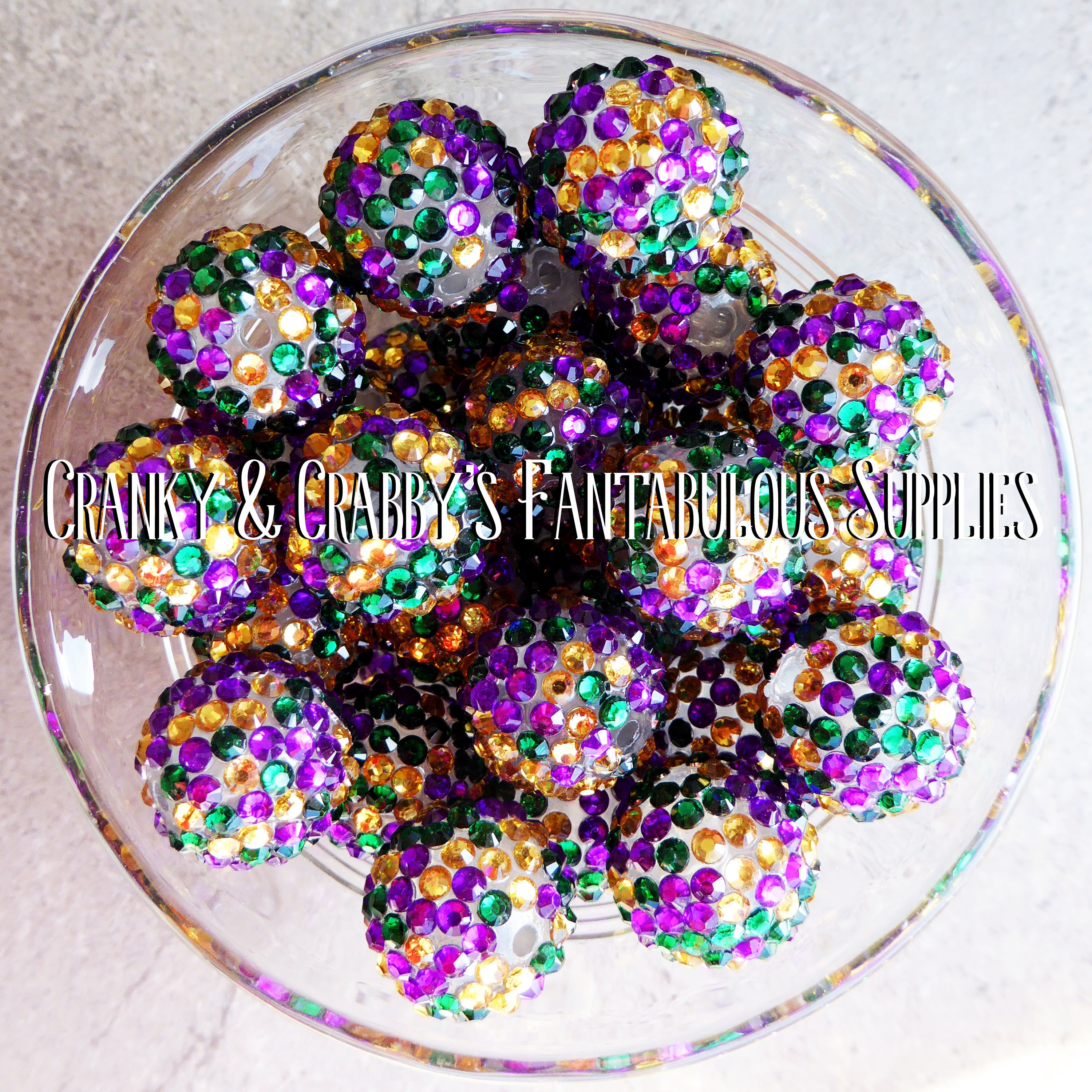 20mm OR 12mm Resin Confetti Rhinestone Beads Mardi Gras Etsy