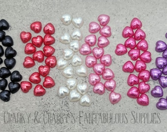 Vintage Distressed Look Pearl Heart Shape Cabochon - Flat Back - 10.5mm x 10.5mm x 5mm - Set of 100