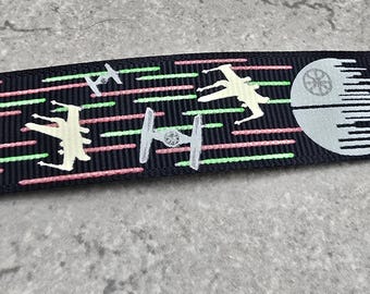 v  7/8" Force Inspired Collection  - Space Fighters - US Designer Printed Ribbon - 1yd - Space Inspired, Fighter - Glow in the Dark Accents