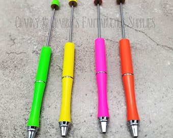 v  Beadable Neon Metal Pen Blank - Add beads Pen - 4 colors available - Fit bead with 1.75mm hole or larger