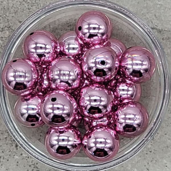 20mm Chrome Finish PINK -  Chunky Necklaces - set of 10 - Shiny Mirror Finish