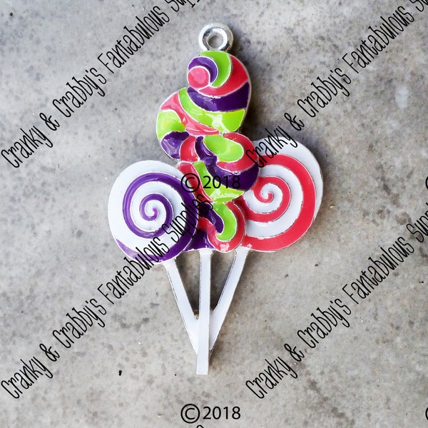 ORIGINAL Design Halloween Candy  Pendant -  - Set of 1 - Enamel and Metal - 55mm x 31mm - Retro