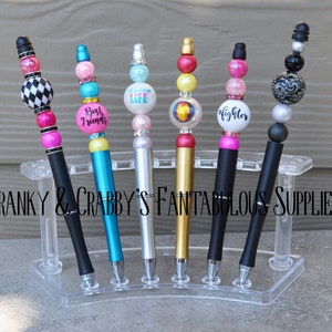 v  Pen Display Stand - Beadable Pen - Add beads Pen - Clear - Easy to Transport