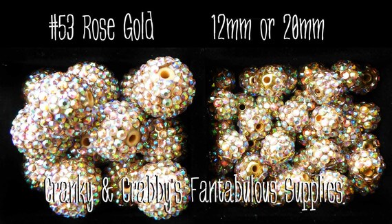 SMALL 12mm Resin Rhinestone Beads set of 20-38 Colors to Choose From Focal Bead