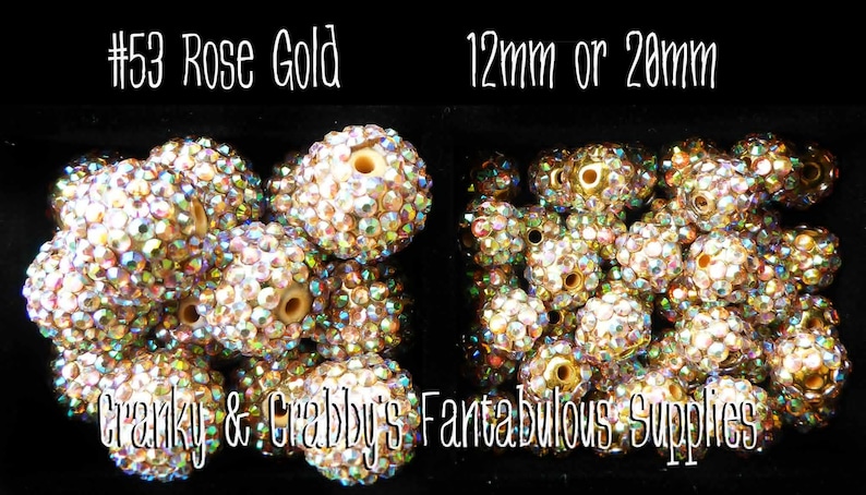 SMALL 12mm Resin Rhinestone Beads set of 20-38 Colors to Choose From Focal Bead