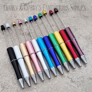 v  SET Of 5 - Beadable PLASTIC Pen Blanks - Add beads Pen - 11 colors available - Fit bead with 1.75mm hole or larger