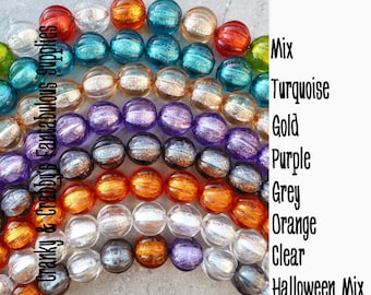 CLEARANCE   22mm Transparent Ribbed Round Foil Bead in Beads  -  Chunky Necklaces - Strand of 15 -