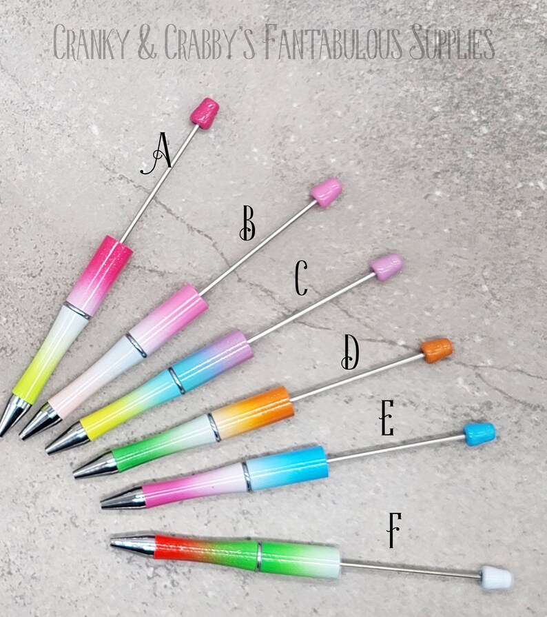 v SET Of 5 - Gradient or Ombre Beadable PLASTIC Pen Blanks - Add beads Pen - 13 colors available - Fit bead with 1.75mm hole or larger image 4