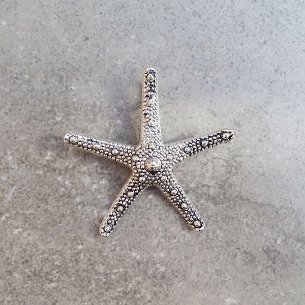 Large Starfish Pendant - Metal Alloy-  Chunky Necklaces - 60mm x 60mm Silver