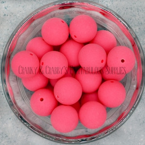 20mm Frosted Solid Neon PINK -  Chunky Necklaces - Set of 10 - Chalk finish