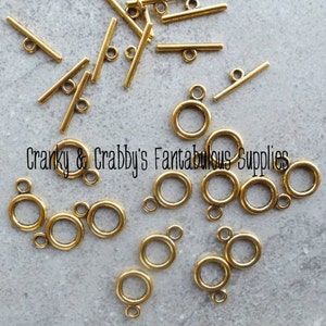 19mm X 14mm Gold Plain Circle Toggle Clasps set of 10