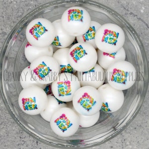 I 20mm Tie Dye Summer Printed Pearl -  Chunky Necklaces - Set of 10 -