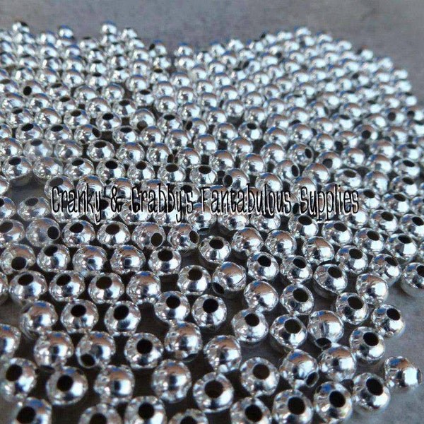 I   4mm or 5mm Metal Alloy Silver Spacer Beads  -  Chunky Necklaces - 2 ounces