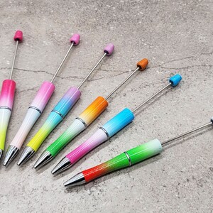 v SET Of 5 - Gradient or Ombre Beadable PLASTIC Pen Blanks - Add beads Pen - 13 colors available - Fit bead with 1.75mm hole or larger image 3